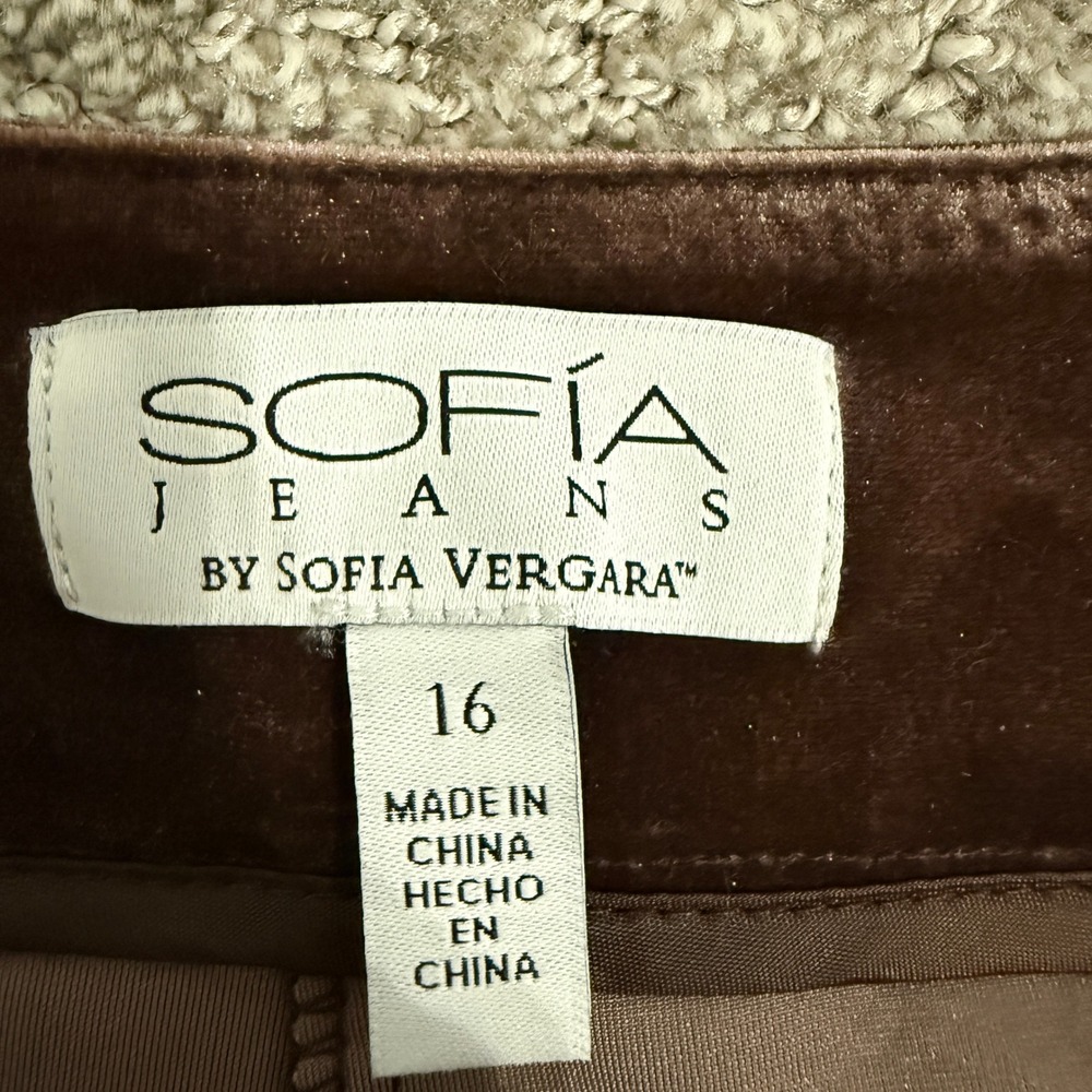 Sofia Jeans Velvet‎ Wide Leg Pants French Toast Brown Size 16 Luxury Evening - Picture 5 of 10